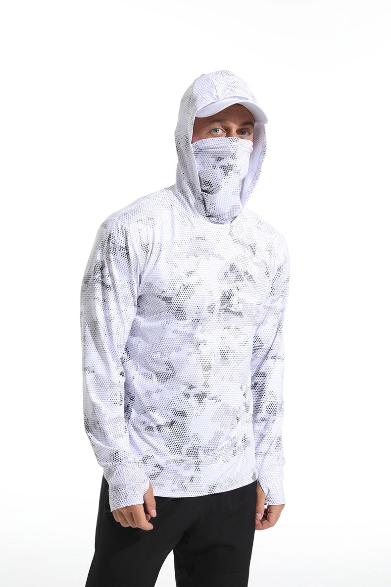 Fishing sun protection clothing summer ultra-thin face-covering fishing ice silk road sub-ultraviolet protection thin breathable outdoor sun protection clothing